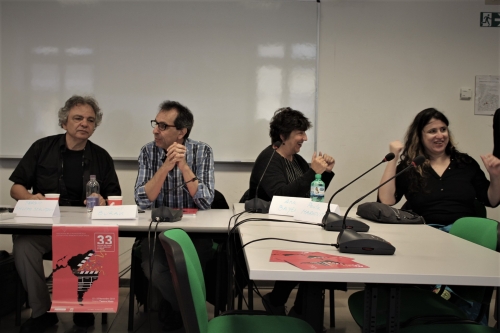 Da sinistra, i registi Sergio Shlomo Slutzky, Daniel Burak, Ana Bayer, Paula Markovitch, i registi invitati all'incontro all'Università di Trieste